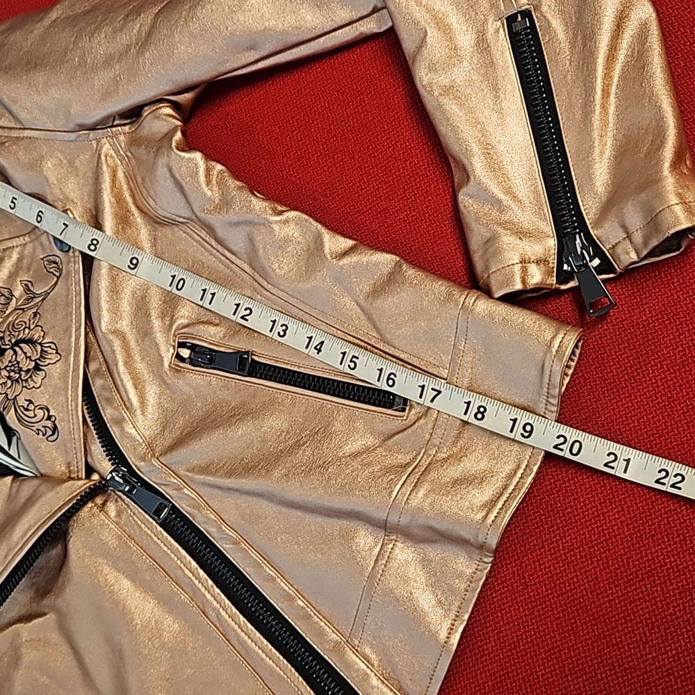 DISNEY Maleficent Sleeping Beauty rose gold faux leather jacket Med.see photos - Picture 14 of 16